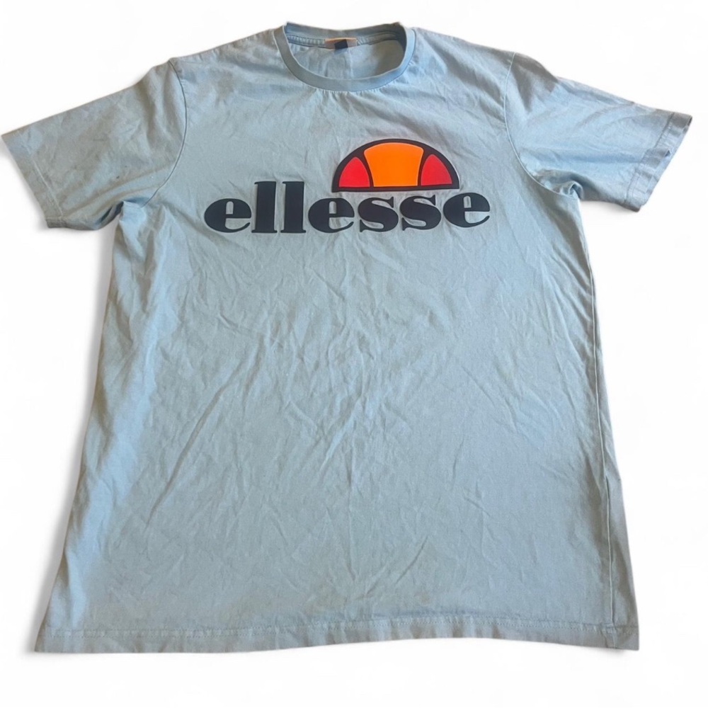 ellesse Light Blue Short Sleeve‎ Logo Tee with Orange Accent